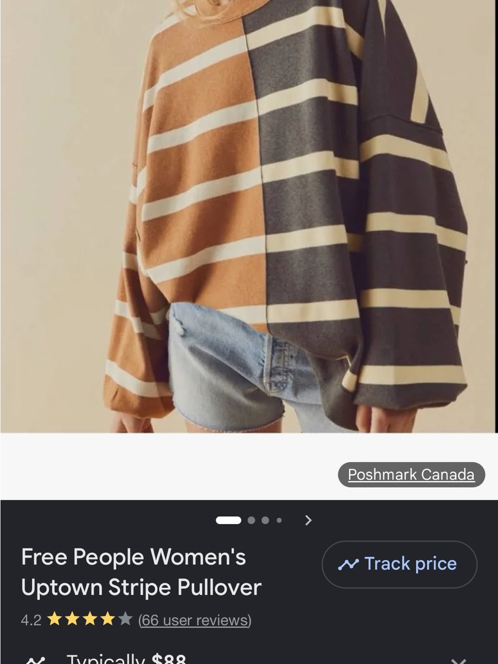 Free People uptown striped pullover-Tone Striped Crewneck - Brown, Black & Cream